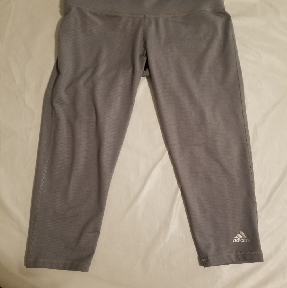 Gray Adidas workout capris